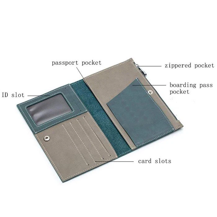 Faux Leather Slim Travel Passport Wallet