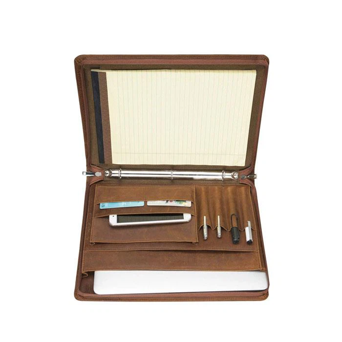 Zippered A4 Leather Ring Binder